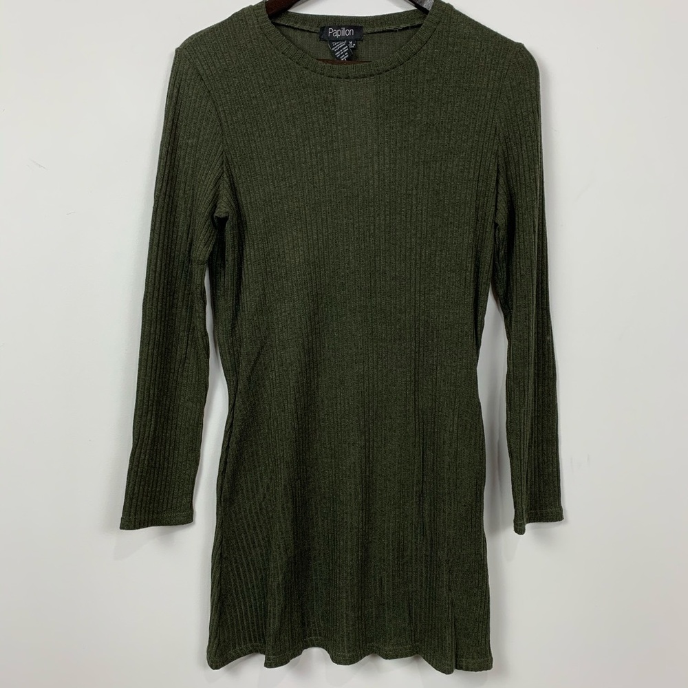 NWT Papillon Long Sleeve Knit Dress in Olive - Picture 3 of 4